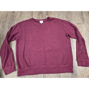 Sundry Red Long Sleeve Stars Sweatshirt Black Stars Cotton Rayon Women's XL